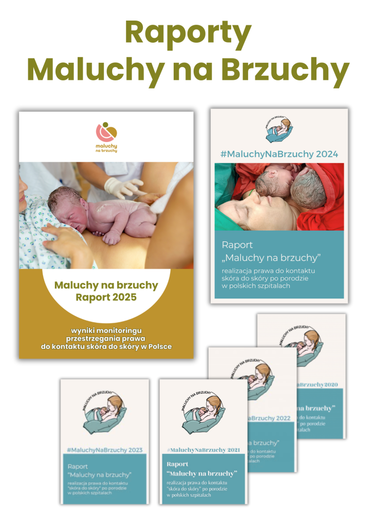 Raporty Maluchy na brzuchy - okładki raportów które ukazały się w latach 2020-2025